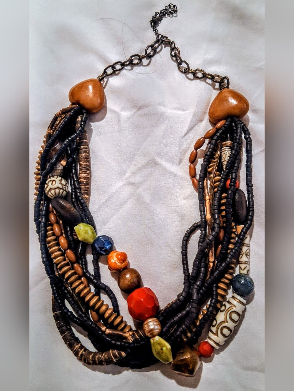 Bohemian Multi-Strand Beaded Necklace - Brown & Black